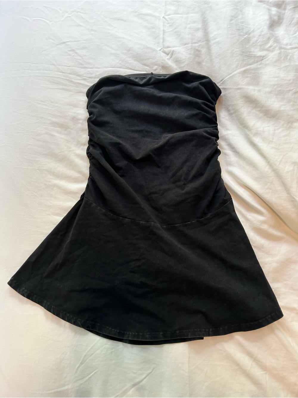 aerie Black Strapless A-Line Mini Dress